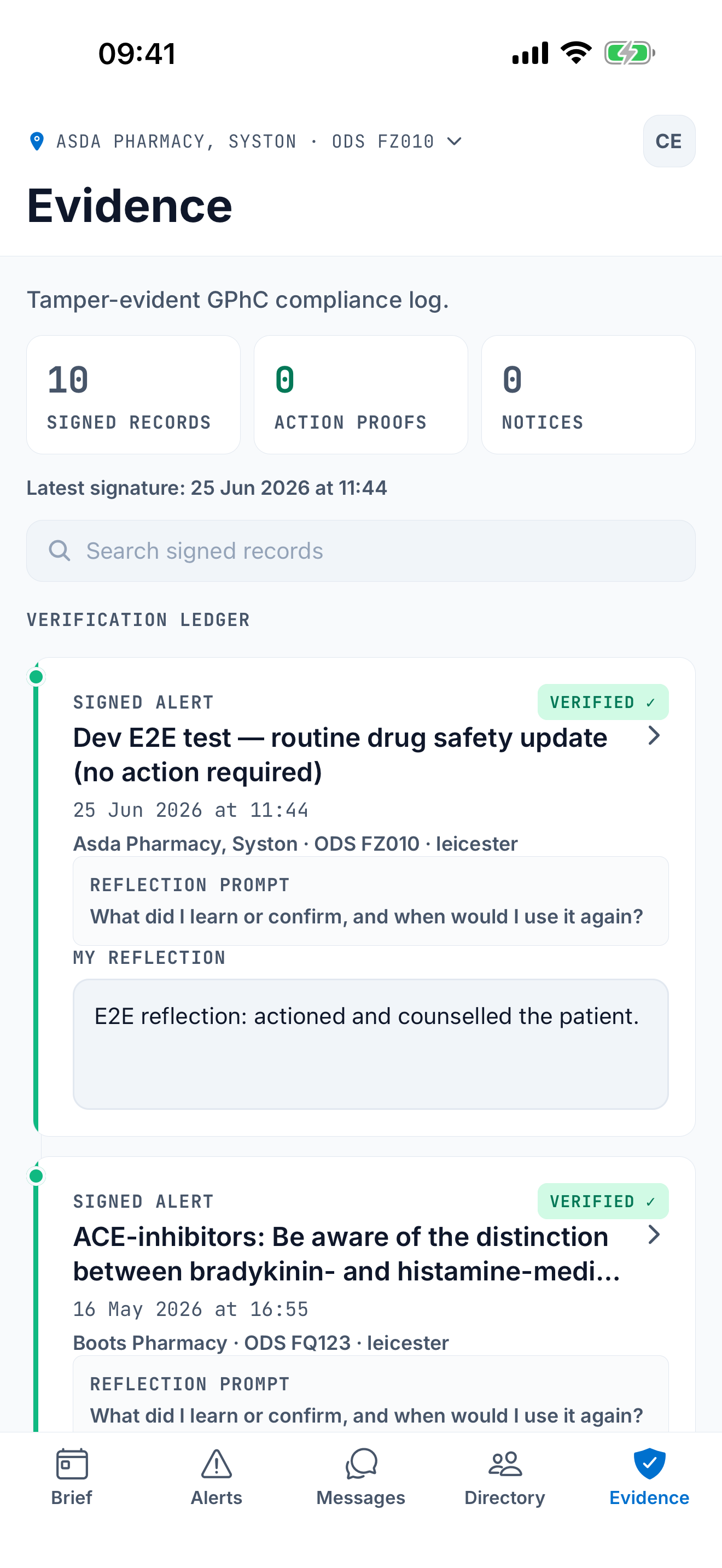 Pharmacy Connect tamper-evident compliance ledger