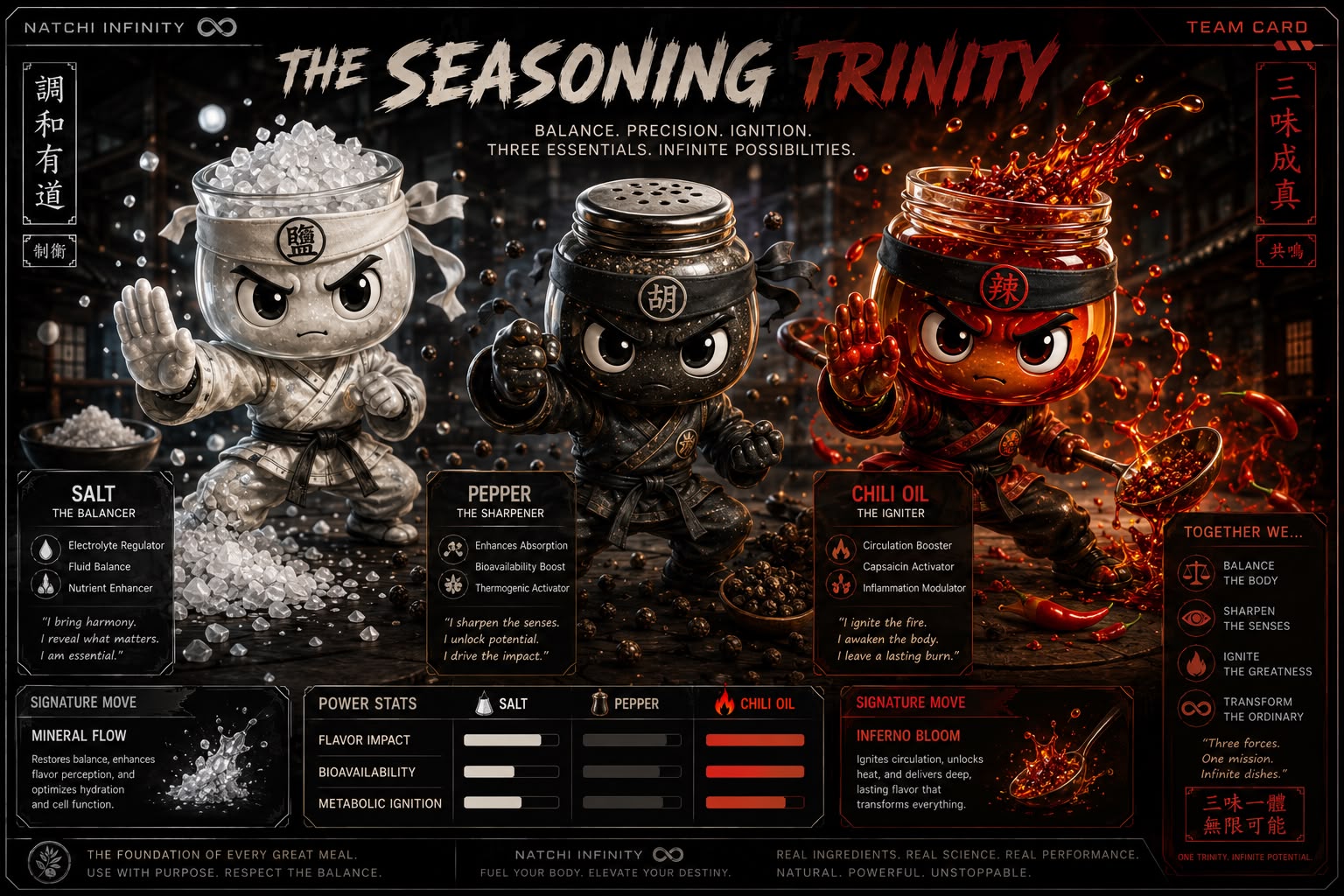 Natchi seasoning trinity concept visual